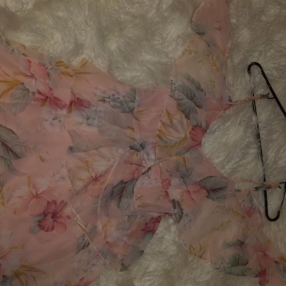 Pink floral off shoulder dress